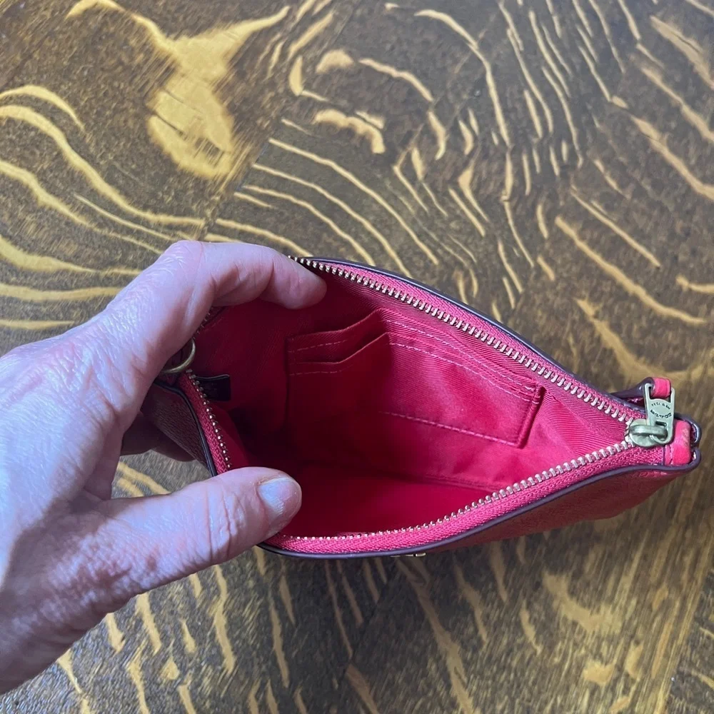 Coach Red Pebbled Leather Wristlet
